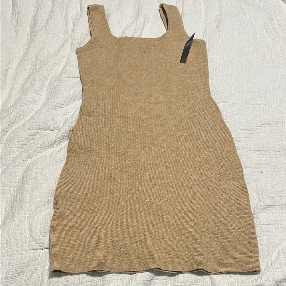 Elegant Tan Sleeveless Dress